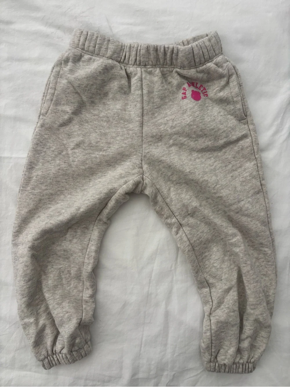 GAP Heather Gray Kids Sweatpants & Joggers Set with Pink Logo